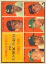 1961 Topps Baseball Cards      048      AL Pitching Leaders-Chuck Estrada-Jim Perry UER-(Listed as an Oriole)-Bud Daley-Art Ditmar-Frank Lary-Milt Pappas